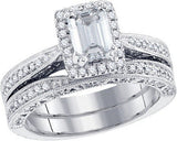 1.73 Carat Emerald Cut & Round Diamond Bridal Set - 21GG81