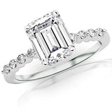 0.61 Carat Emerald Cut / Shape 14K White Gold with Diamond Engagement Ring - 21GG82
