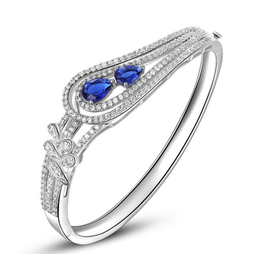 Blue Sapphire Engagement Ring - Belt Buckle Design - 21GG84