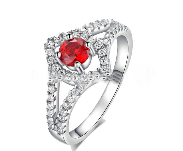 Sterling Silver with Ruby Engagement Ring - 07AB46