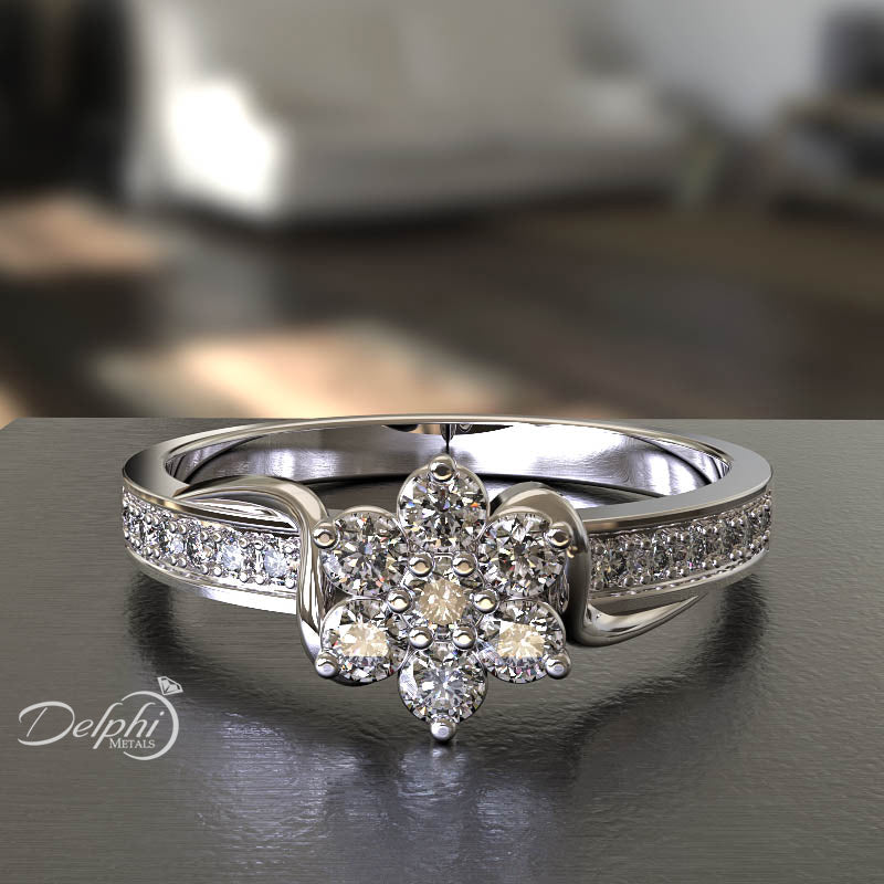 Gold Flower Engagement Ring - 22GG13