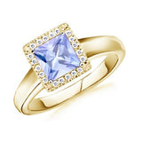 Square Tanzanite and Diamond Engagement Ring - 22GG14