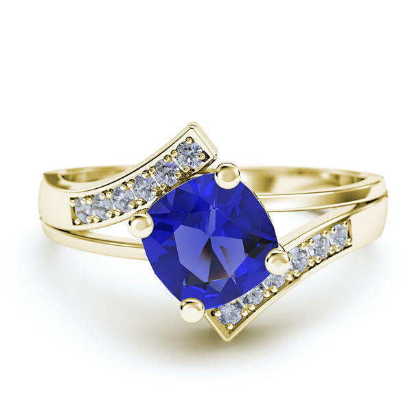 Sapphire and Round Diamond Curved Ring - 22GG15