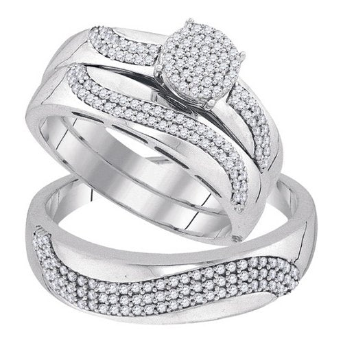 His and Her Micro Pave Diamonds Wedding Set - 22GG19