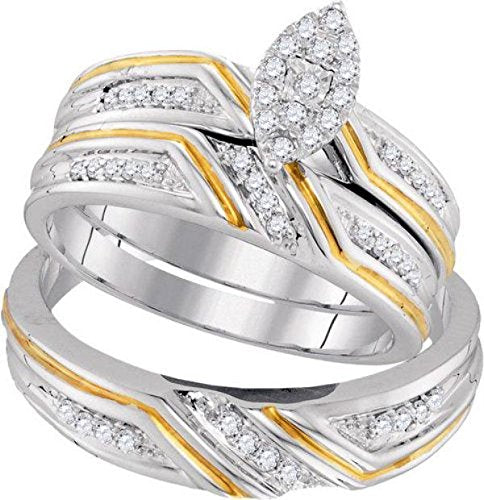 White Gold Diamond Marquise Wedding Set - 22GG21