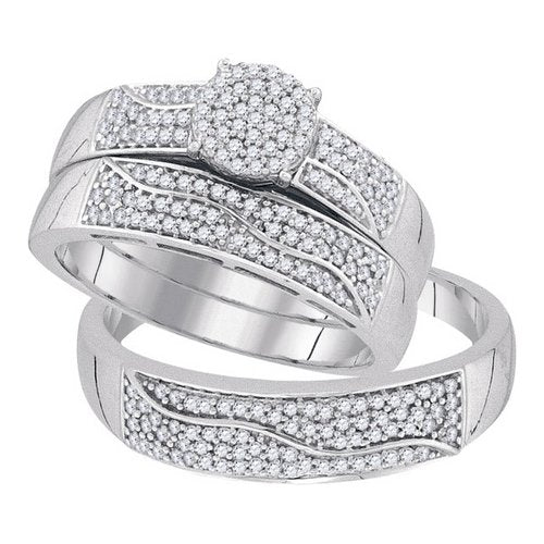 His and Hers Micro Pave Diamond Wedding Set - 22GG23