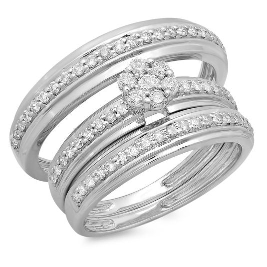 10K Gold Round Cut Diamond Men & Women's Wedding Set - 24GG31