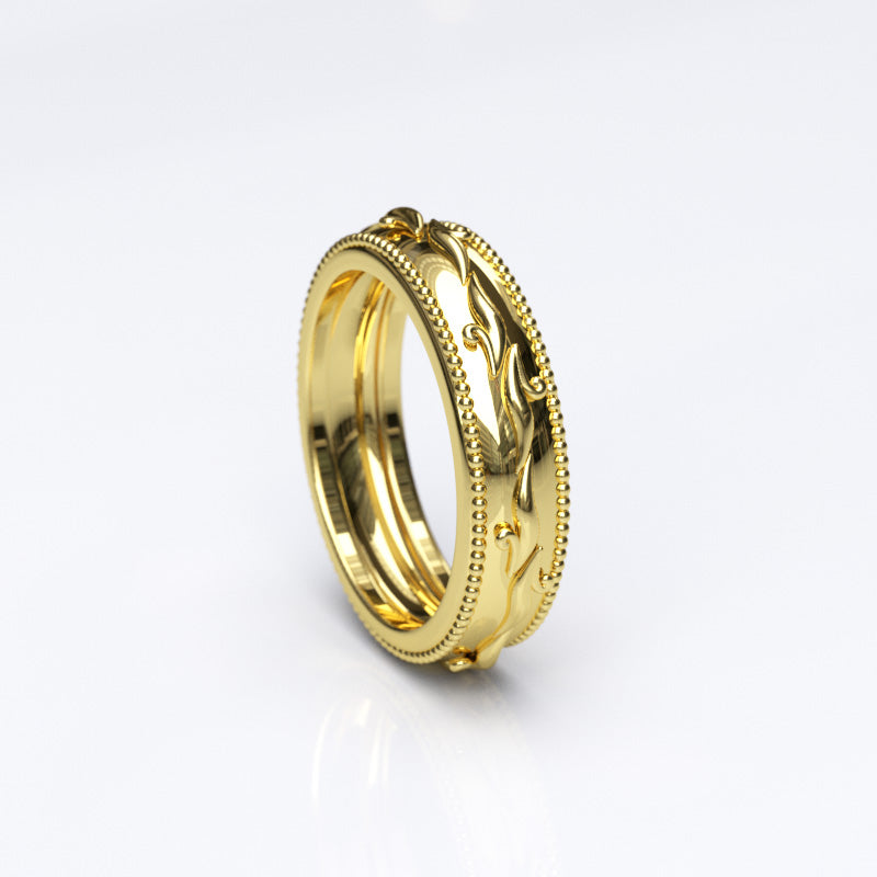 Patterned Gold Wedding Band - 27GG19