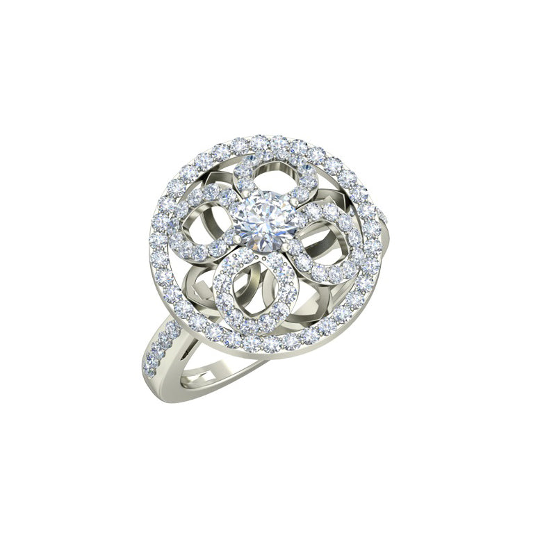 1.42ct Brilliant Cut Flower Inspired Gold Engagement Ring - 27GG26