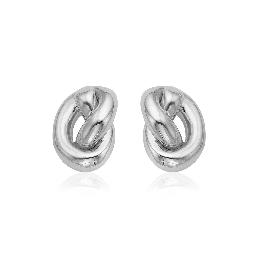 14k White Gold Polished Knot Earrings-rx6446