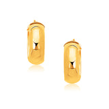 14k Yellow Gold Wide Medium Hoop Earrings with Snap Lock-rx2279