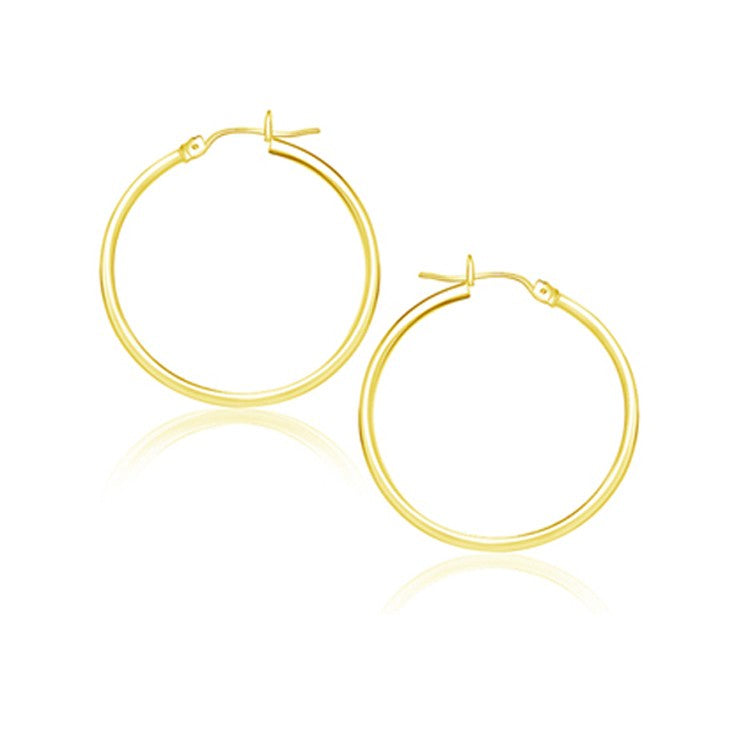 14k Yellow Gold Polished Hoop Earrings (25 mm)-rx356