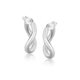 14k White Gold Italian Twist Hoop Earrings (5/8 inch Diameter)-rx1357