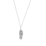 Sterling Silver Flip Flop Necklace with Cubic Zirconias-rx06794-18
