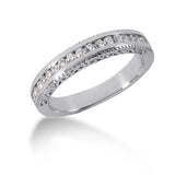 14k White Gold Vintage Style Engraved Diamond Channel Set Wedding Ring Band-rxd2275y28bt