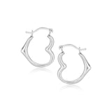 10k White Gold Heart Hoop Earrings-rx6704