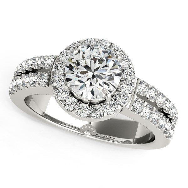 14k White Gold Halo Diamond Engagement Ring With Double Row Band (1 3/8 cttw)-rxd77387y28bt