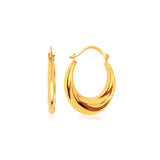 14k Yellow Gold Graduated Oval Hoop Earrings-rx4344