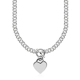 Sterling Silver Rolo Chain  with a Heart Toggle Charm and Rhodium Plating-rx00176-18