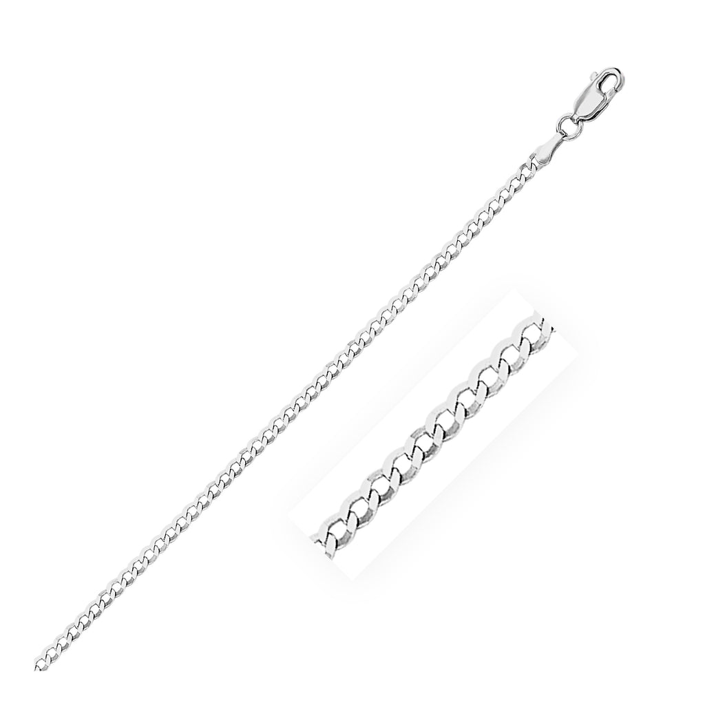 2.6mm 14k White Gold Solid Curb Chain-rx07460-24