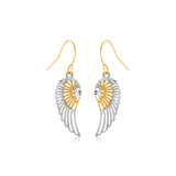 Two-Tone Wing Drop Earrings in 10K Gold-rx9608