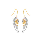 Two-Tone Wing Drop Earrings in 10K Gold-rx9608