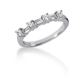 14k White Gold Seven Diamond Wedding Ring Band with Round and Baguette Diamonds-rxd6002y28bt