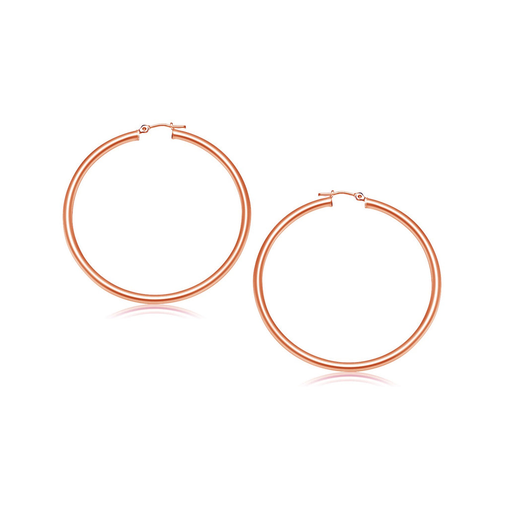 14k Rose Gold Polished Hoop Earrings (25 mm)-rx8856