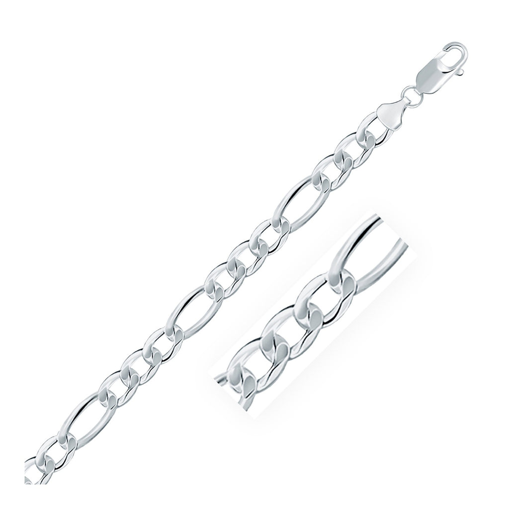 Rhodium Plated 8.1mm Sterling Silver Figaro Style Chain-rx05496-20