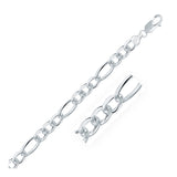 Rhodium Plated 8.1mm Sterling Silver Figaro Style Chain-rx05496-22
