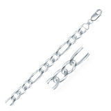 Rhodium Plated 8.8mm Sterling Silver Figaro Style Chain-rx06086-24
