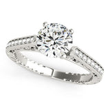 14k White Gold Round Diamond Antique Style Engagement Ring (1 1/8 cttw)-rxd38019y28bt