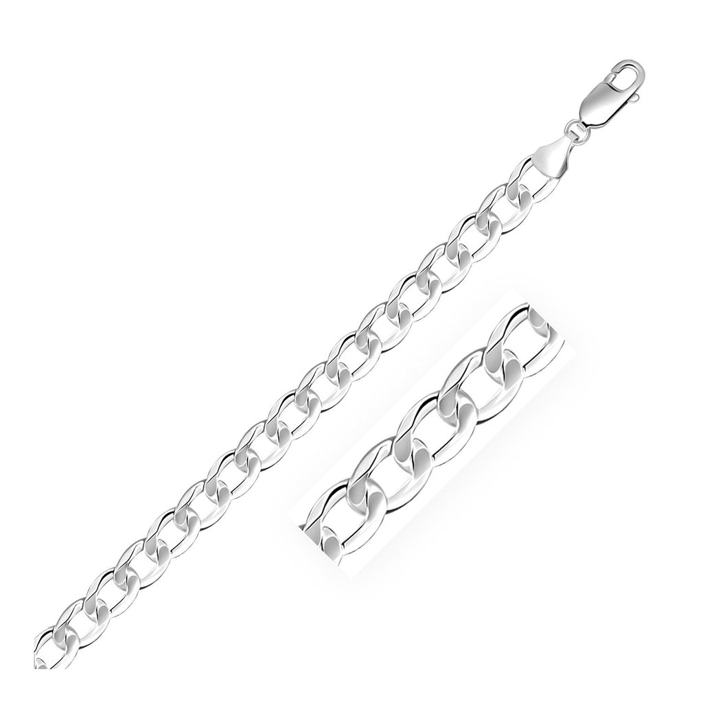 Rhodium Plated 7.2mm Sterling Silver Curb Style Chain-rx07007-20