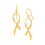 14k Yellow Gold Ribbon Style Dangling Earrings-rx13766