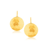 14k Yellow Gold Hammered Texture Disc Drop Earrings Medium-rx14306