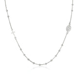 Sterling Silver 20 inch Beaded Chain Necklace with Cross and Religious Medal-rx84699-20
