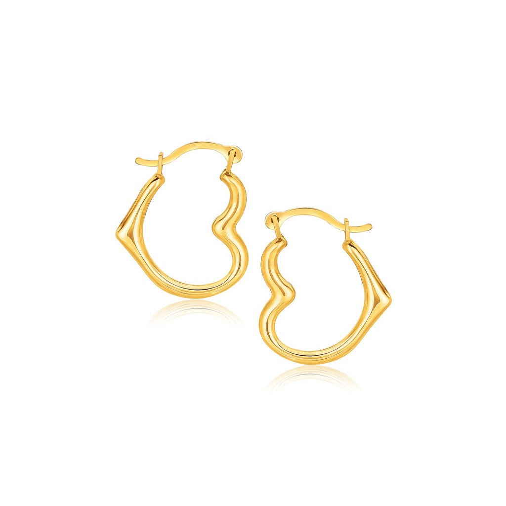 10k Yellow Gold Heart Hoop Earrings-rx20460