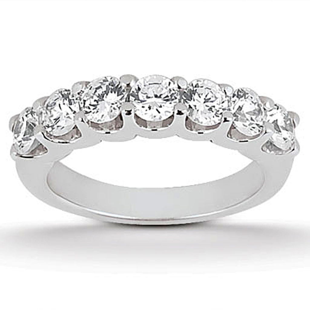 14k White Gold Diamond Scalloped Shared U Prong Setting Wedding Ring Band-rxd23999y28bt