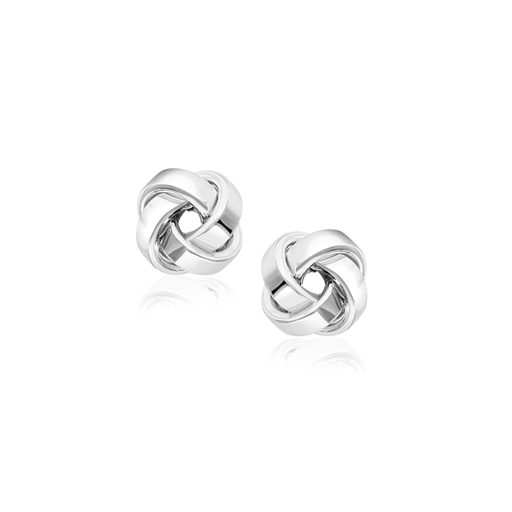 14k White Gold Classic Love Knot Stud Earrings-rx27279