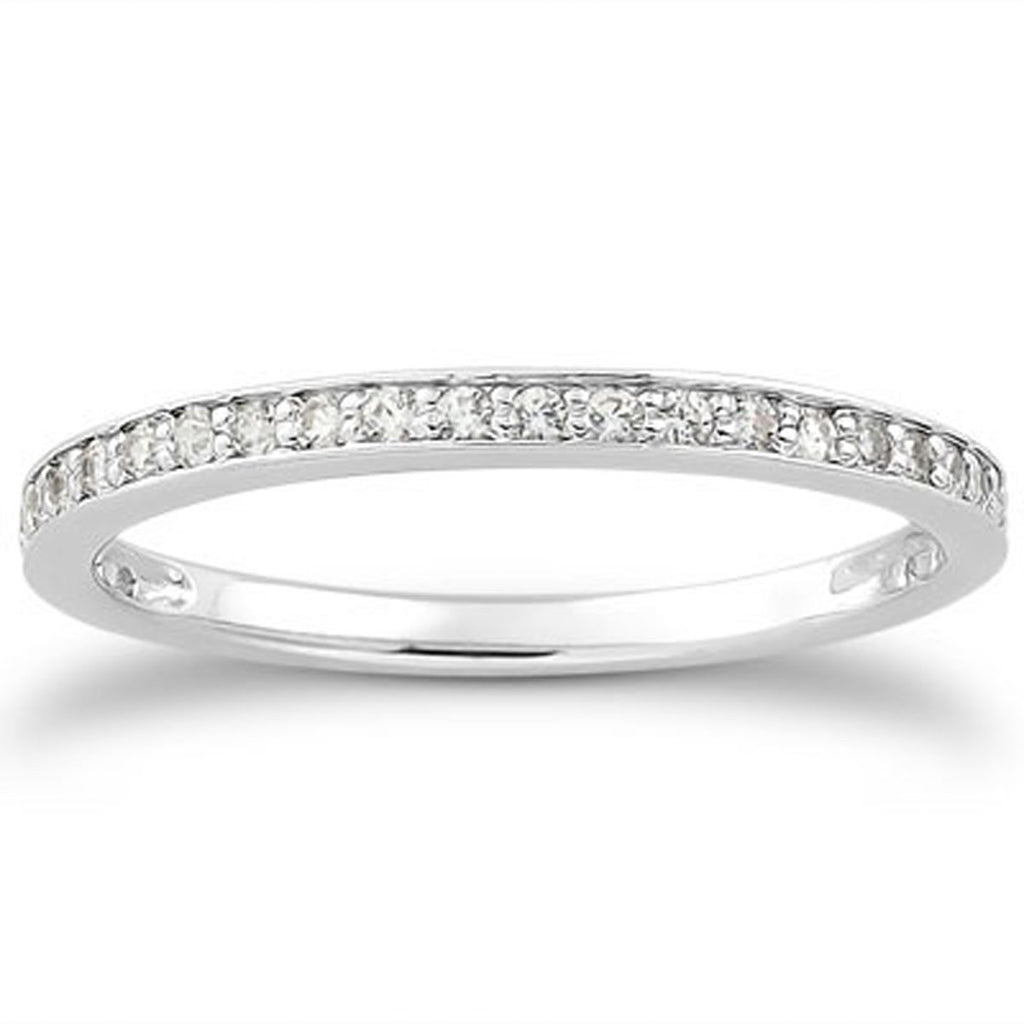 14k White Gold Micro-pave Diamond Wedding Ring Band Set 3/4 Around-rxd25769y28bt