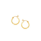 14k Yellow Gold Slender Hoop Earring with Diamond-Cut Finish (15mm Diameter)-rx27700