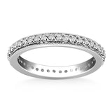 14k White Gold Pave Set Round Cut Diamond Eternity Ring with Milgrained Edging-rxd25767y28bt