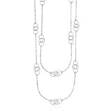 Sterling Silver 36 inch Two Strand Necklace with Interlocking Circle Stations-rx30613-36
