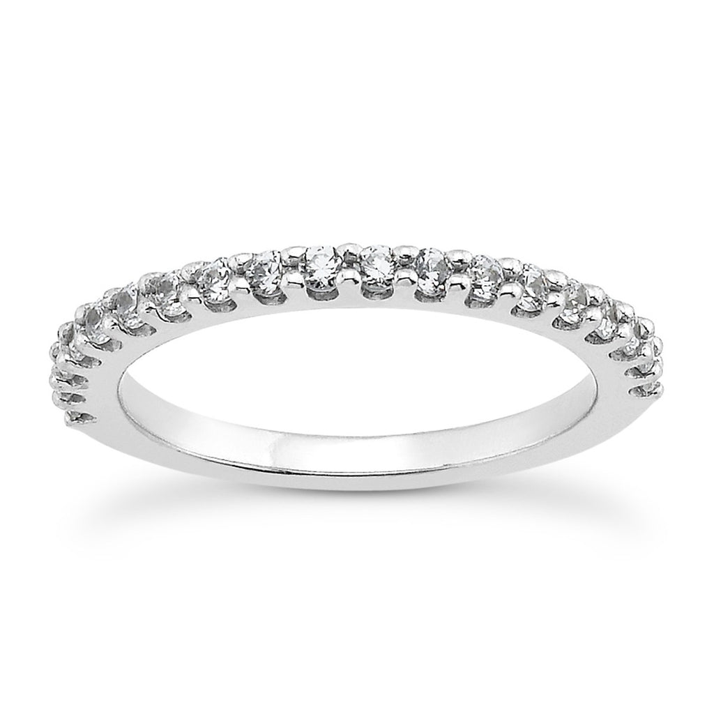 14k White Gold Shared Prong Diamond Wedding Ring Band with U Settings-rxd28956y28bt