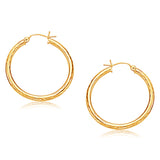 14k Yellow Gold Hoop Earring with Diamond-Cut Finish (30 mm Diameter)-rx30835