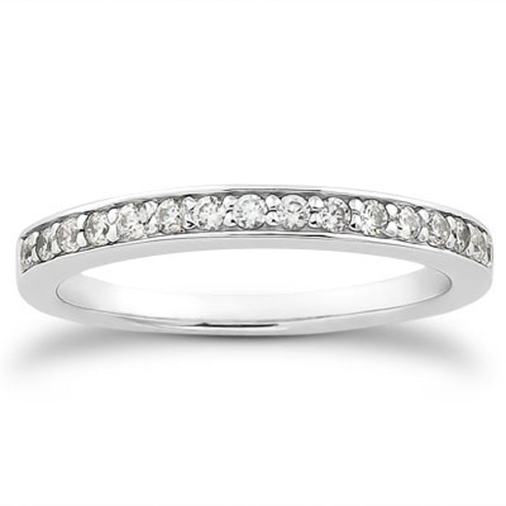 14k White Gold Pave Diamond Wedding Ring Band Set 1/2 Around-rxd30046y28bt