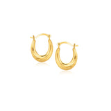 10k Yellow Gold Oval Hoop Earrings-rx35330