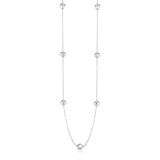 Sterling Silver Station Necklace with Large Polished Beads-rx68890-24
