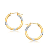 14k Two Tone Gold Polished Hoop Earrings (20 mm)-rx37489