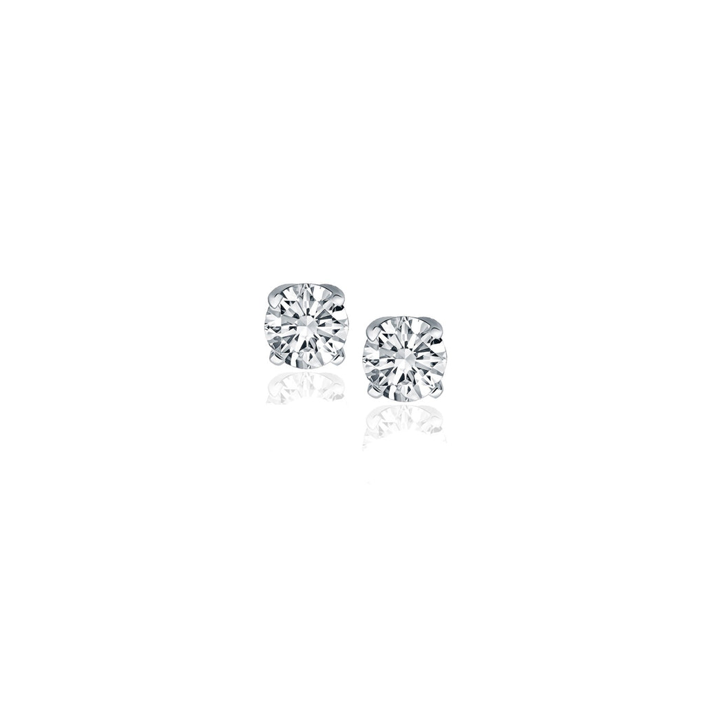 14k White Gold Diamond Four Prong Stud Earrings (1/4 cttw)-rx30607